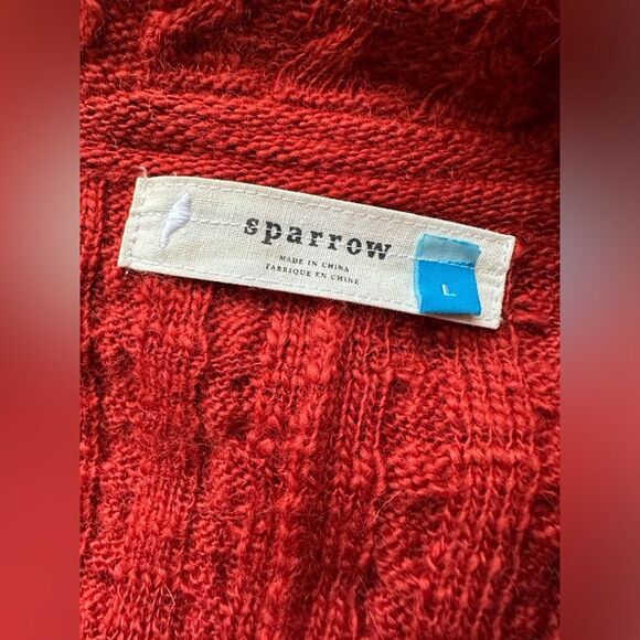Anthropologie Sparrow Dankov Rust Wool Linen Blend Cable Knit Cardigan Size L‎ - Picture 5 of 9